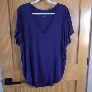 Express Deep Purple V-Neck Short Sleeve Top